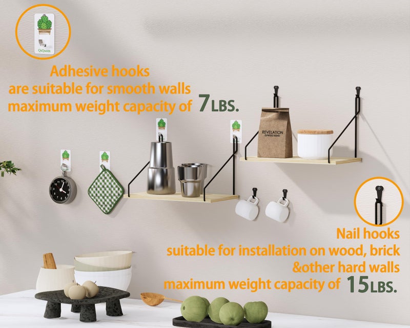 QsQueen Elevate Your Space with Rustic Wood Floating Shelves Set of 3- Perfect for Bedroom, Living Room, Bathroom, and Kitchen Decor - Easy Installation, No Drilling Needed! - Image 4